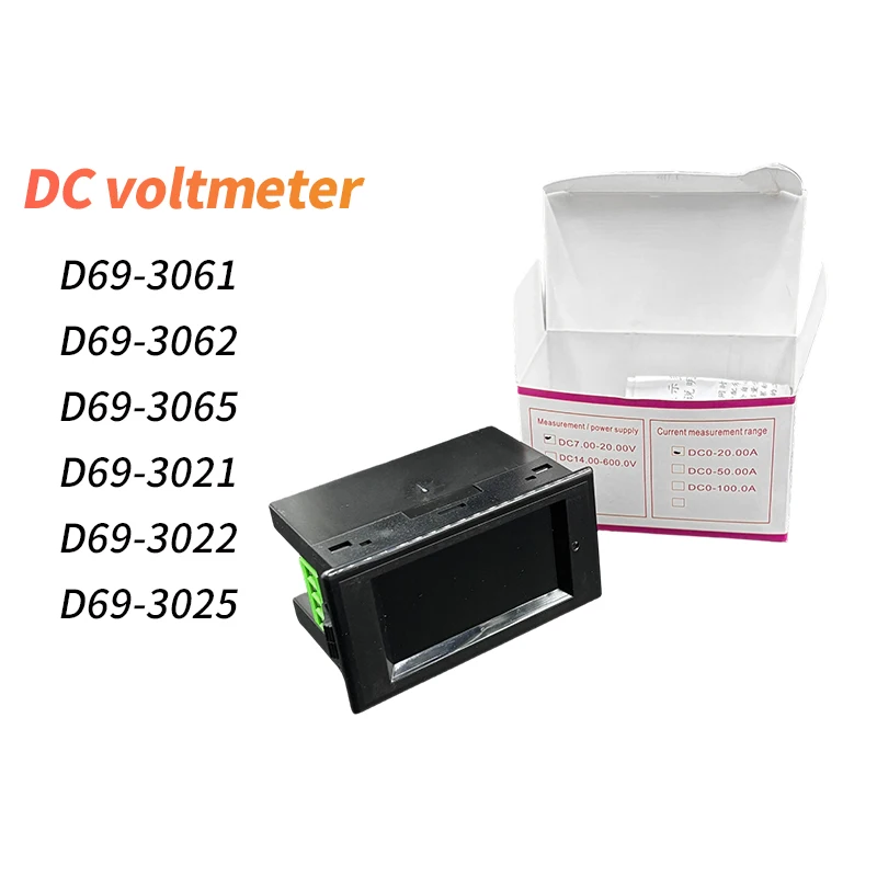 D69 DC Digital Voltmeter Ammeter 12-600V 20A 50A 100A LCD Voltage Current Meter Power Monitor