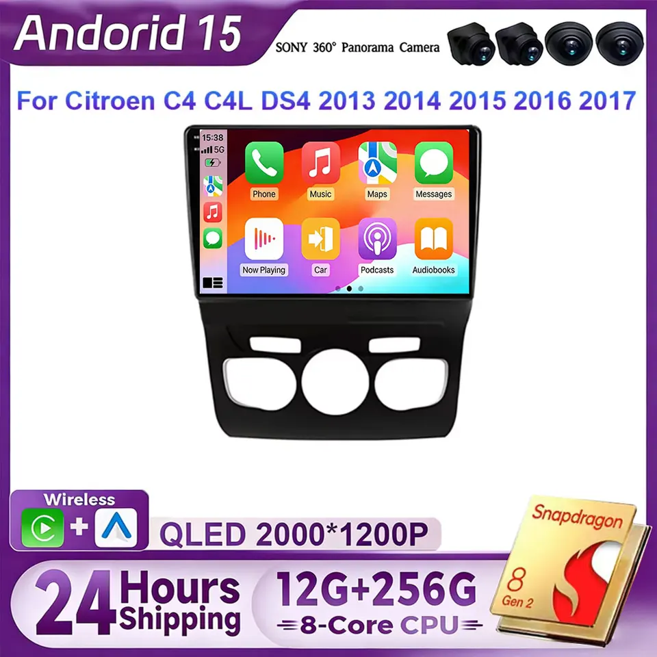 Android 14 Carplay Auto For Citroen C4 C4L DS4 2013 2014 2015 2016
