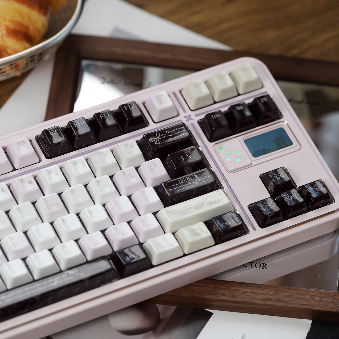 Black Veil Pink Dimple Ceramic Keycaps Sublimation Cherry Profile Custom Mechanical Keyboard Keycap for Magnetic Switch Ev63/rog