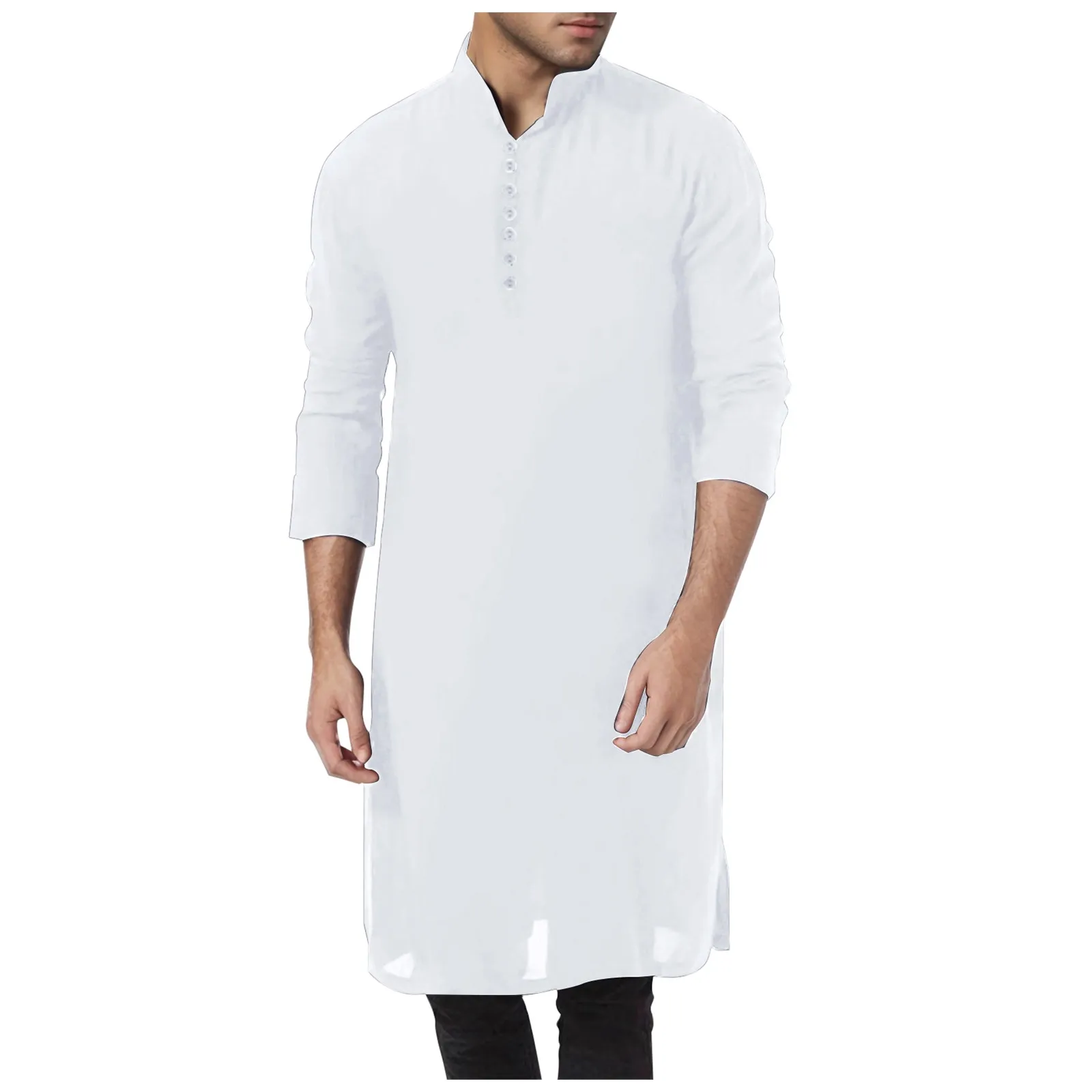 Jubba Thobe Islamic Clothing for Muslim Fashion Man Long Robes Solid Long Sleeve Arabic Arab Simple Casual Mens Shirt