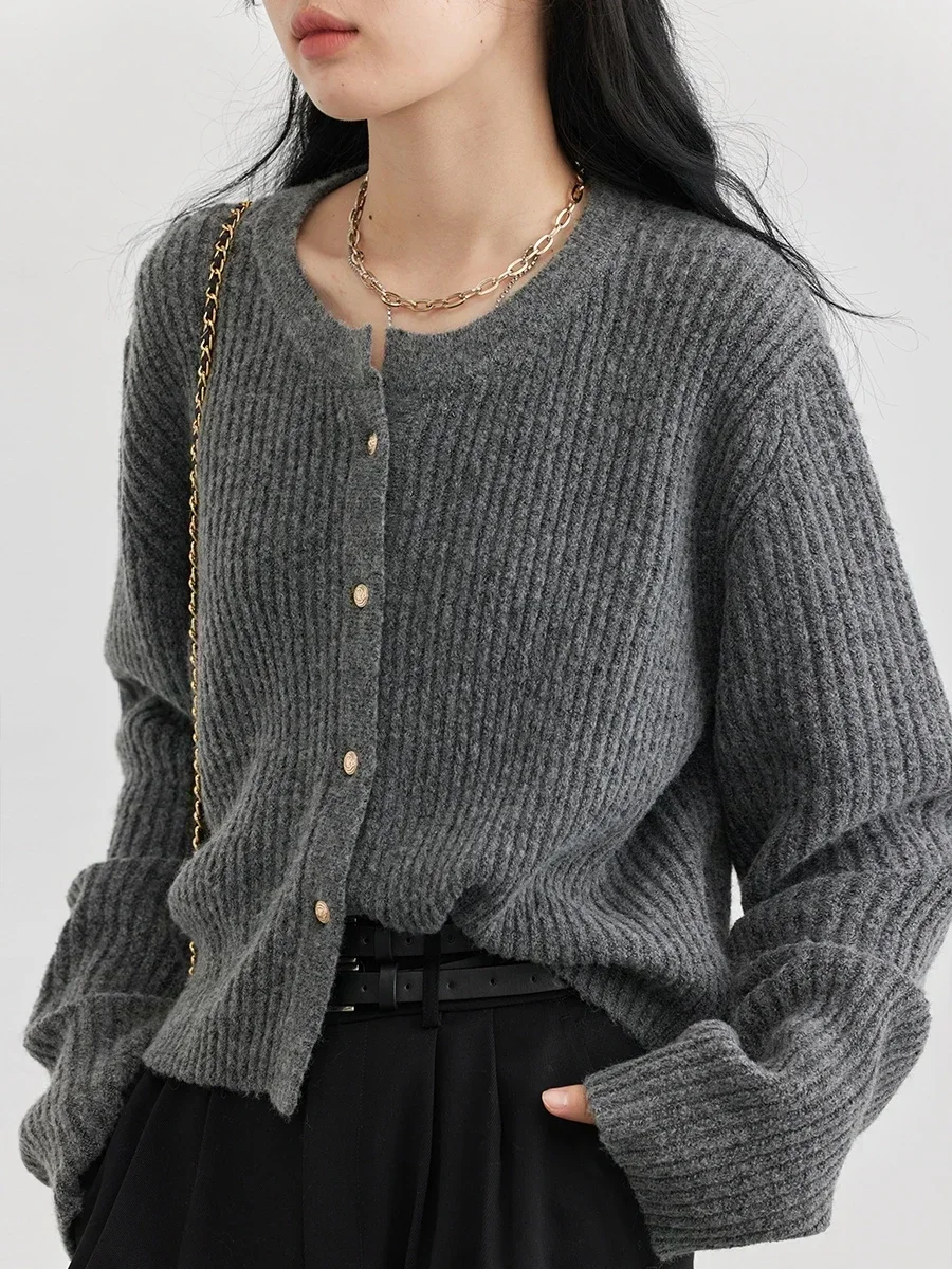 CHIC VEN Women\'s Sweater Solid Single Breasted Long Sleeve New O Neck Knitted Cardigan Soft Female Jumpers Autumn Spring 2023