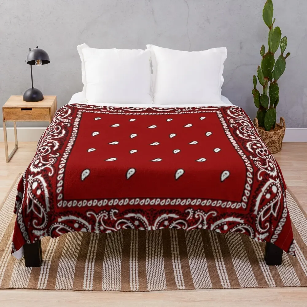 

Red bandana design Throw Blanket Luxury St Retros Hairy Blankets