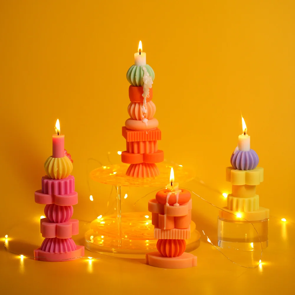 Nicole Stackable Silicone Candle Molds Aromatherapy Modular Candle Making Mould Home Ornaments Handmade Tool