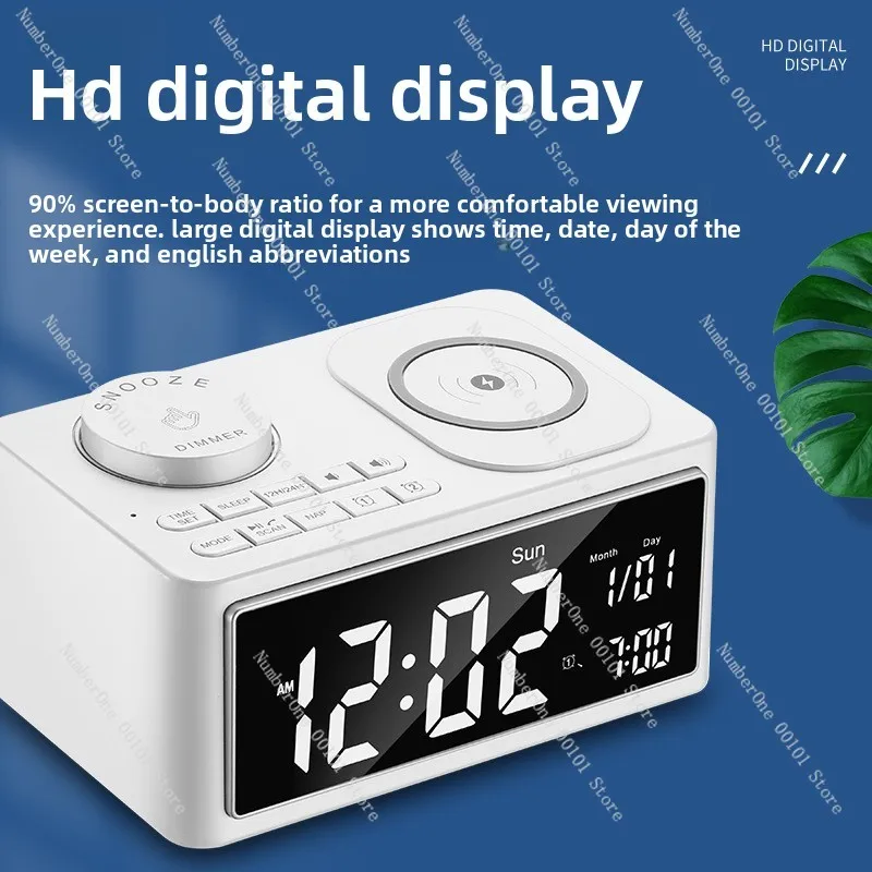 Multifunctional H7 wireless charging Bluetooth speaker, creative bedside clock, display radio and stereo all-in-one machine