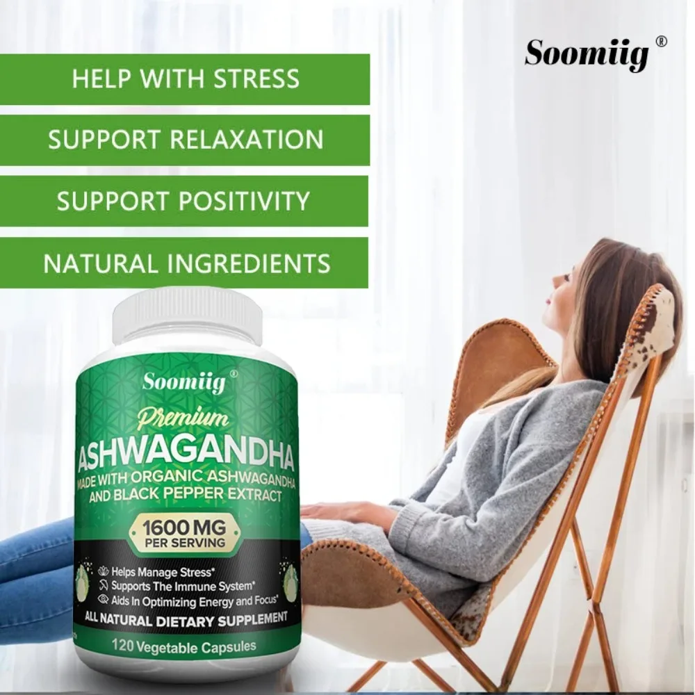 Ashwagandha Root Extract Capsules for Natural Mood, Stress, Focus, Brain, Energy, Sleep Health Support