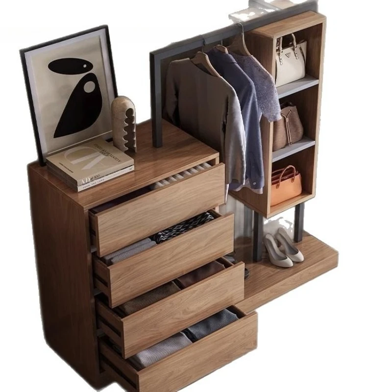 Multifunctional floor coat rack, Japanese-style household chest hanger integrated, simple storage and storage in the bedroom