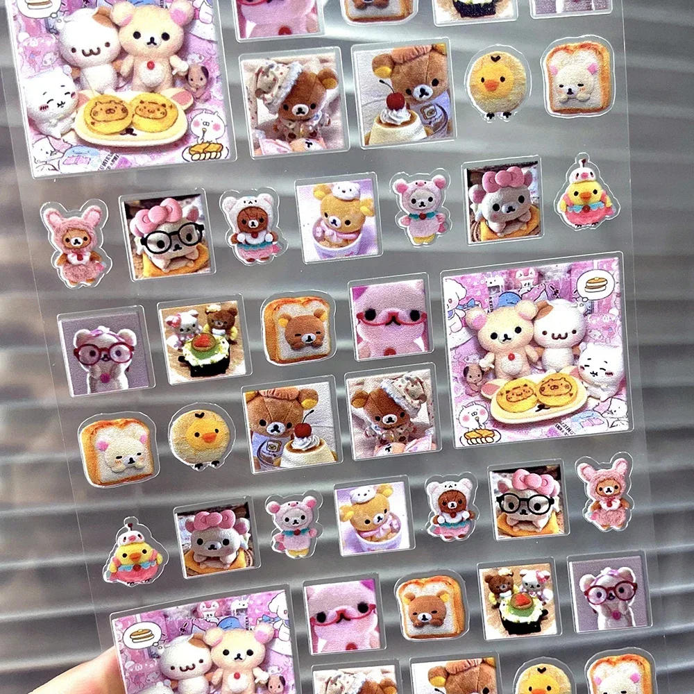 الكرتون لطيف Rilakkuma DIY PVC ملصقات بمادة لاصقة مسمار ديكور فني الوردي سلسلة سجل القصاصات كتيب ملصق مضاد للمياه لعبة الهدايا