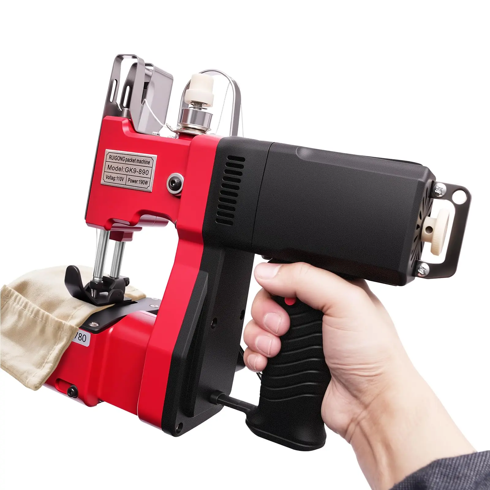 

Portable Electric Sewing Machine, Leather Canvas Sewing Machine Industrial Bag Stitching Closer 110V Stitching Tool for Chemical Industry