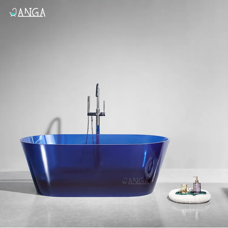 

Oval Bathtub Freestanding Tubs for Bathroom Soaking Bath Tub Resin Blue Colored Bathtubs
