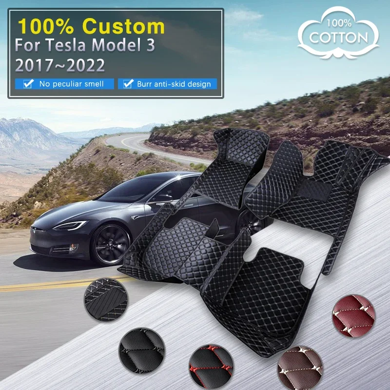 

Quality RHD Car Floor Mats For Tesla Model 3 2017~2022 Leather Mat Auto Interior Parts Anti Dirt Pad Rug Carpet Foot Pads Car Ac