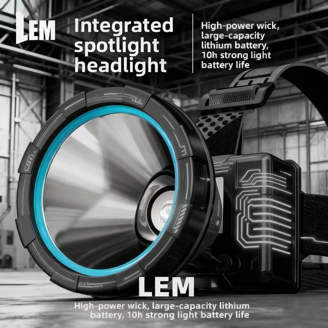 Waterproof Long Range Headlight LEM Strong Light For Hard Hat Lithium Battery
