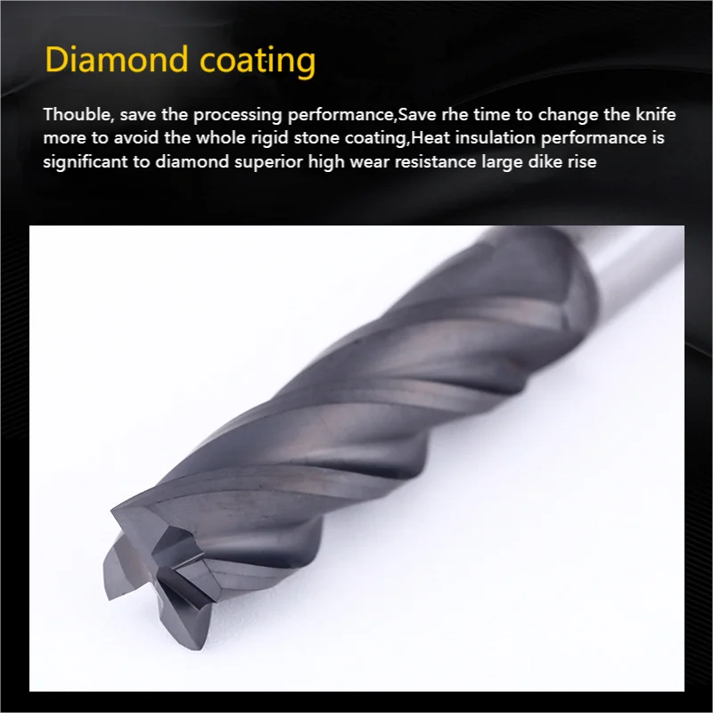 CNC Processing Diamond Coated Ball End Mill 2-Flute Graphite Milling Cutter