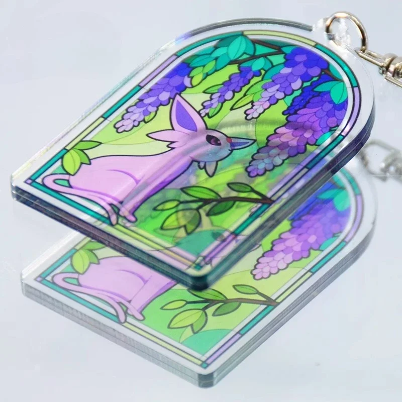 พวงกุญแจอะคริลิคอะนิเมะ อีวุยลูชั่น ลีฟีออน ซิลเวียน เอสเปียน กลาเซียน เฟลเรียน อีวุย ไอบราฮิโมวิช'ส การ์เด้น พร้อมจี้หน้าต่างสี