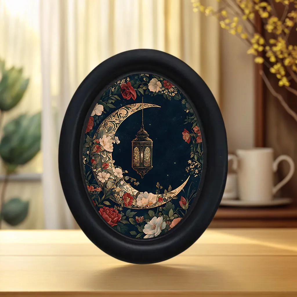 1 Stück Vintage-Wanddekoration mit Blumen- und Mondmotiv, 3D-Wandkunst im gotischen viktorianischen Stil – ovales dekoratives Schild, handgefertigter Fototransferdruck, geeignet für Halloween-,