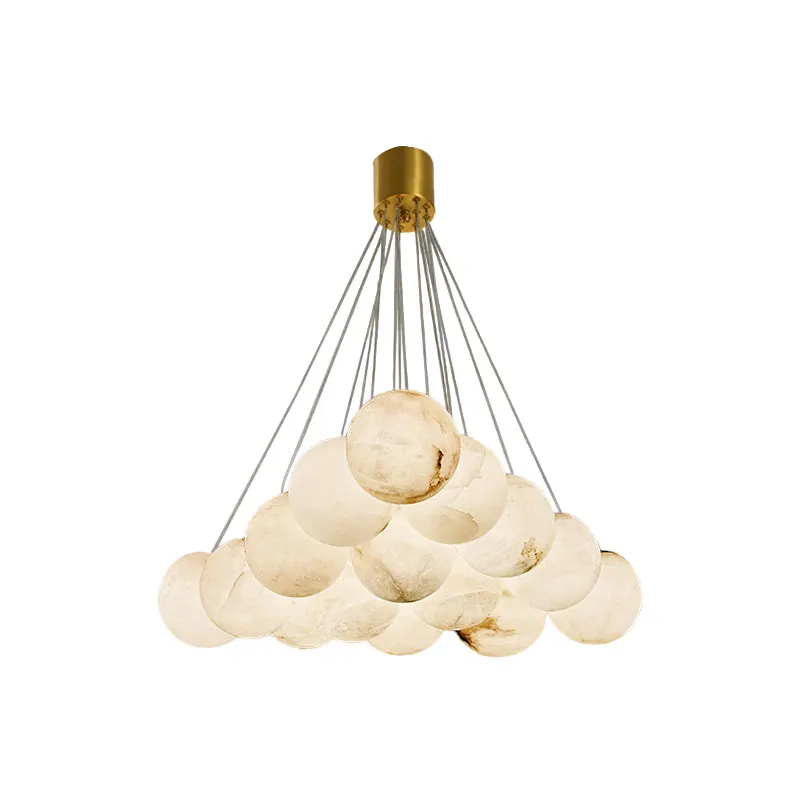 باقة رخامية G9 Led كرة مرمرية سقف 2025 أضواء الثريا العصرية لماعة مصابيح معلقة كروم لغرفة المعيشة #4