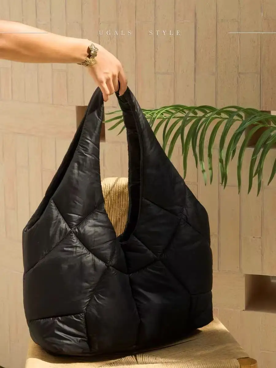 Autumn Winter Cotton Down Casual Cool Bag Large Capacity Tote Bag High Quality Women Handbag Female Shoulder Underarm Bag