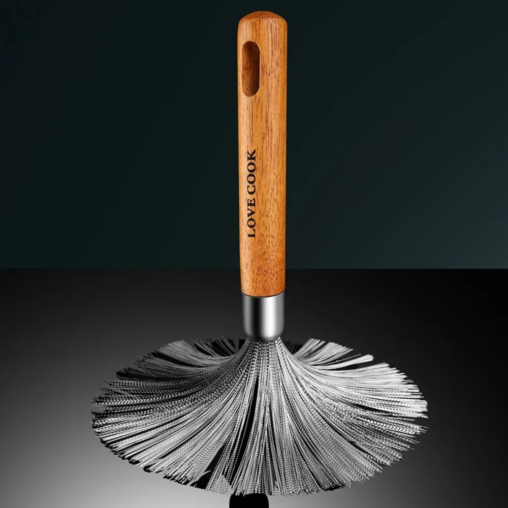 304 aço inoxidável pote purificador escova alça longa escova de limpeza de cozinha resistente nano fio não risco escova de lavar louça para