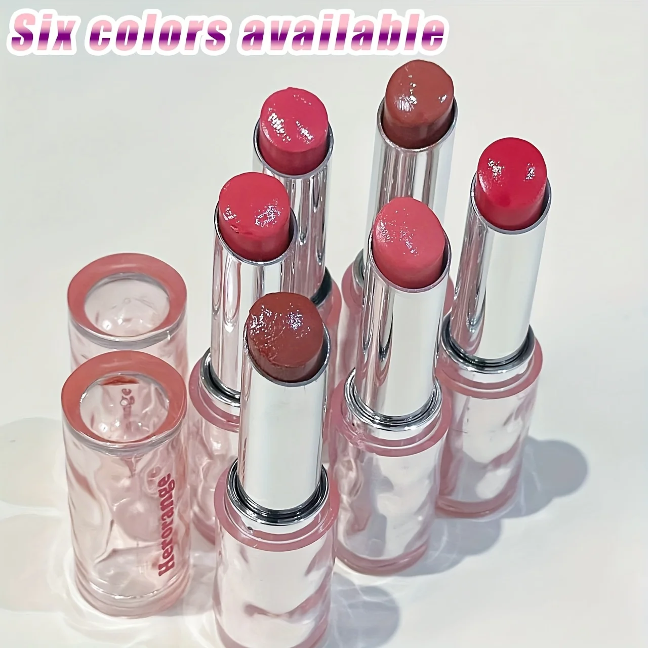 Herorange Glossy Solid Lipstick, Long-Lasting, Moisturizing, Ultra-High Color Payoff, Plump Lips, Dark Brown, Rose Color, Red, Suitable for All Skin Types