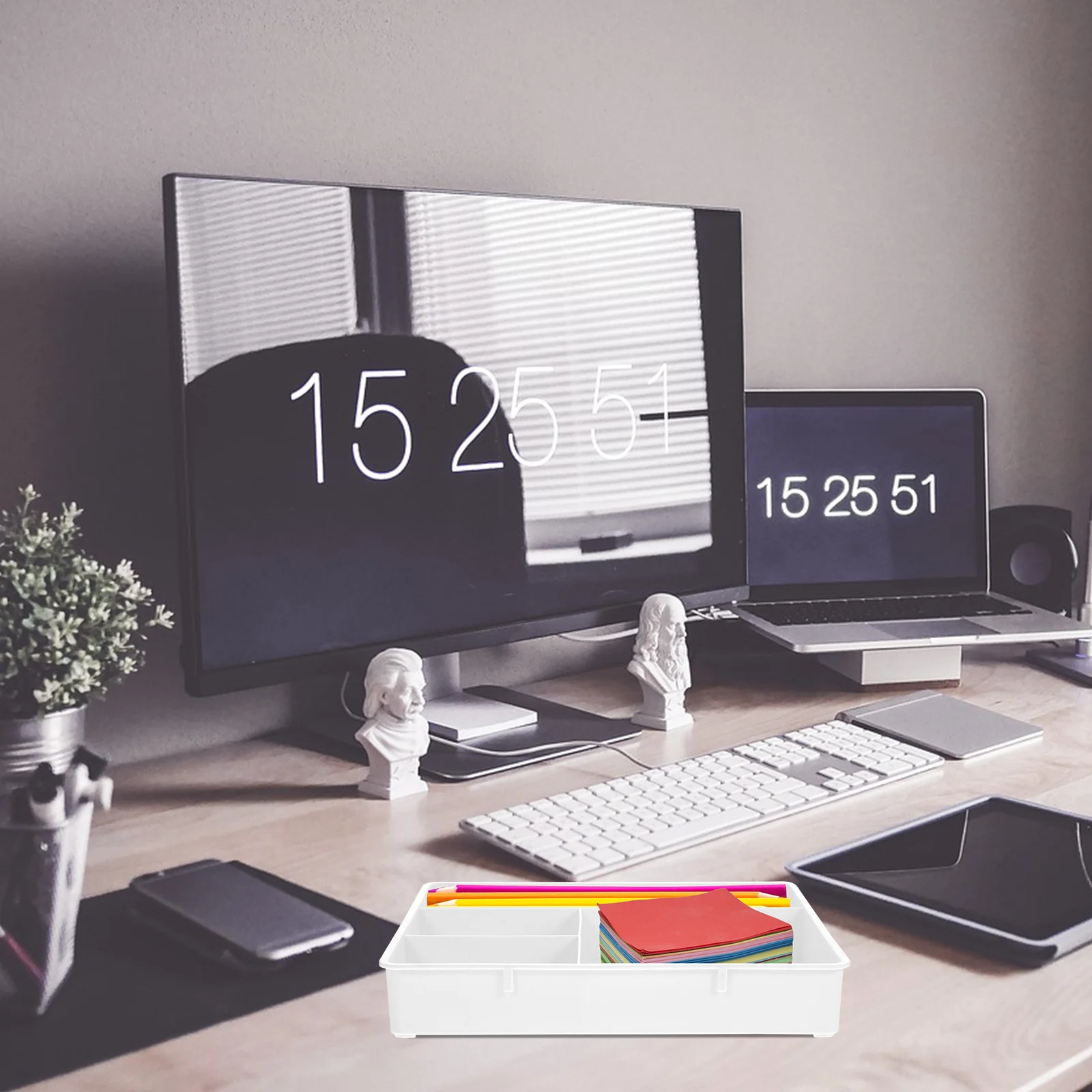 3Pcs Desk Organizer Tray Multi-Grid Stationery Holder Stackable Drawer Storage Case for Desk Organization Drawer Organizer Tray