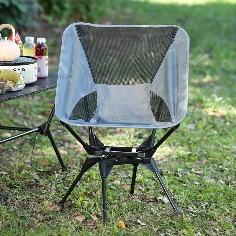 Outdoor portable 360-degree rotating folding chair oxford cloth moon chair camping hunting backrest beach space chair