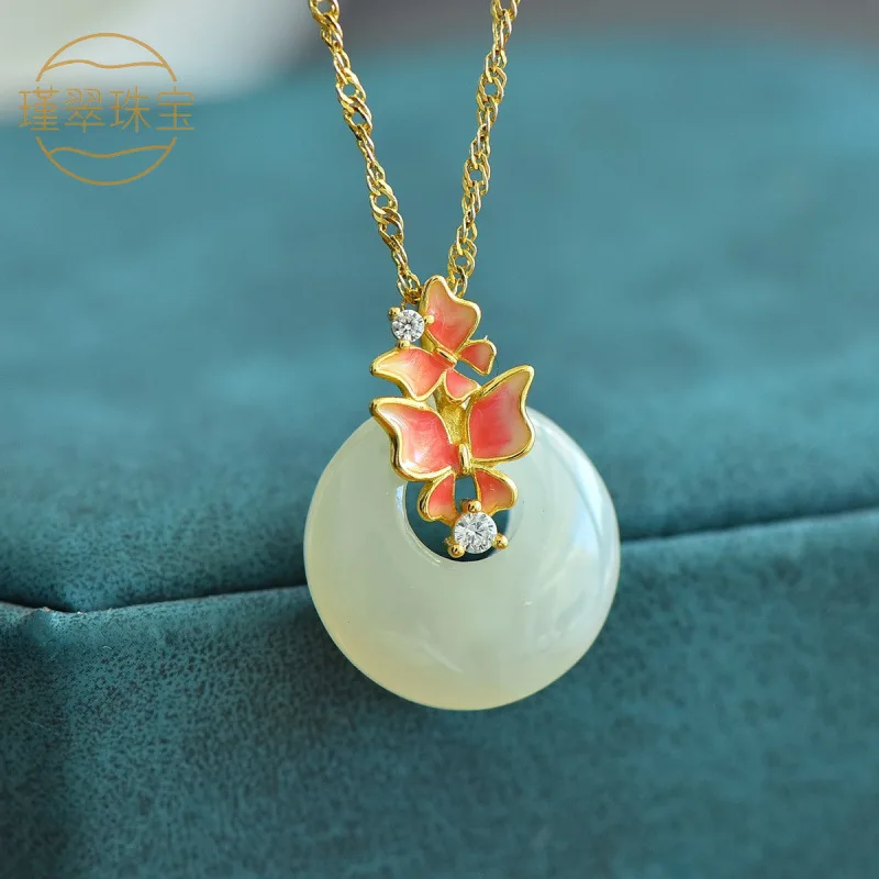 New Pendant From Qinghai Men And Women, S925 Silver Inlaid With Hetian Jade Princess Clasp, Handmade Women'S Model