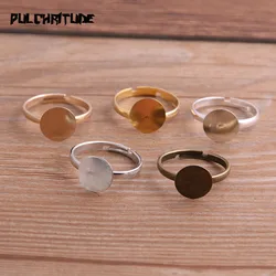 10 stks/partij Mode Eenvoudige 5 Kleur 10mm Verstelbare Ring Bases Cabochon Lege DIY Ringen