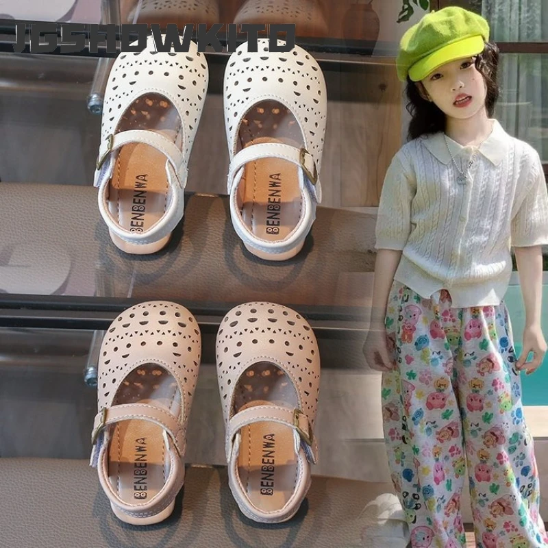 

JGSHOWKITO New Children Cut-outs Sandals Summer Outdoor Girl School Causal Shoes Solid Color Lightweight Kids Beach Flat Sandals