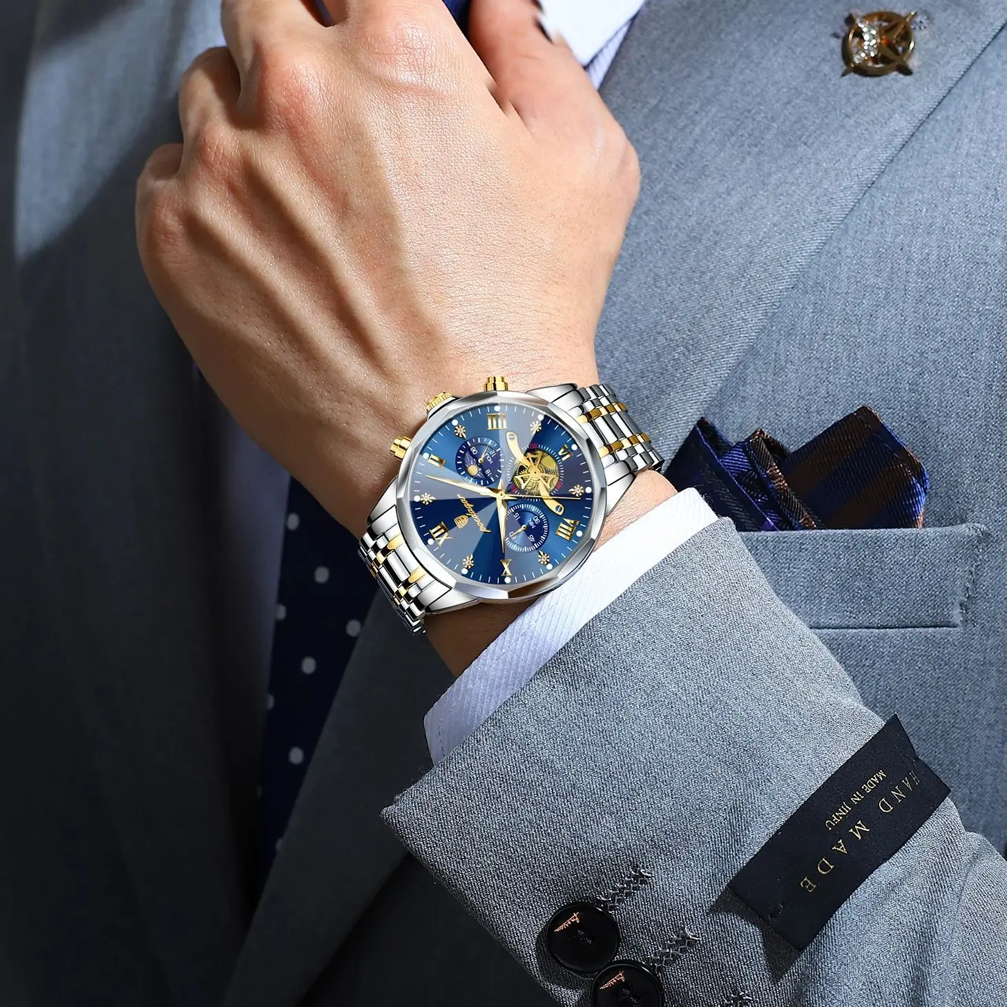 POEDAGAR الأصلي الفاخرة ساعة رجالي مقاوم للماء مضيئة كرونوغراف الرجال ساعة اليد الفولاذ المقاوم للصدأ ساعات كوارتز للرجل Reloj #6