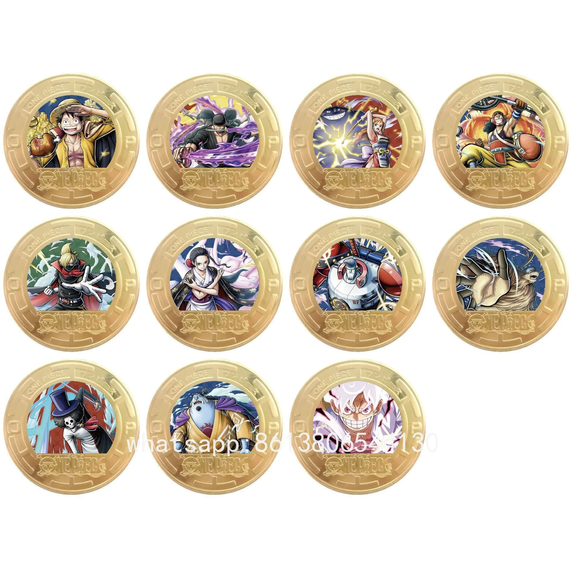 One Piece Commemorative Coin Set Gold Coin Anime Collection Luffy Zoro Nami Usopp Sanji Robin Franky Chopper Souvenir Gift Fans