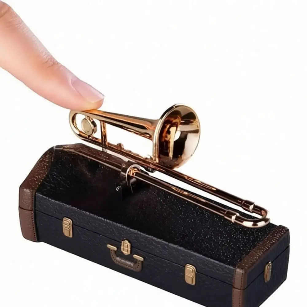 Modern Resin Trombone Music Box Ornament Artistic Desktop Figurine Home Decoration Gift For Party Graduation