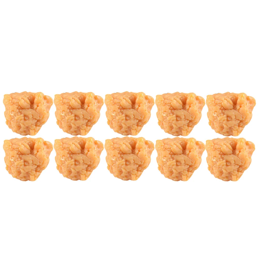 10 Pcs Simulation Popcorn Chicken Fake Nuggets Food Display Model Realistic Pvc Store Supplies Showcase Decor Child