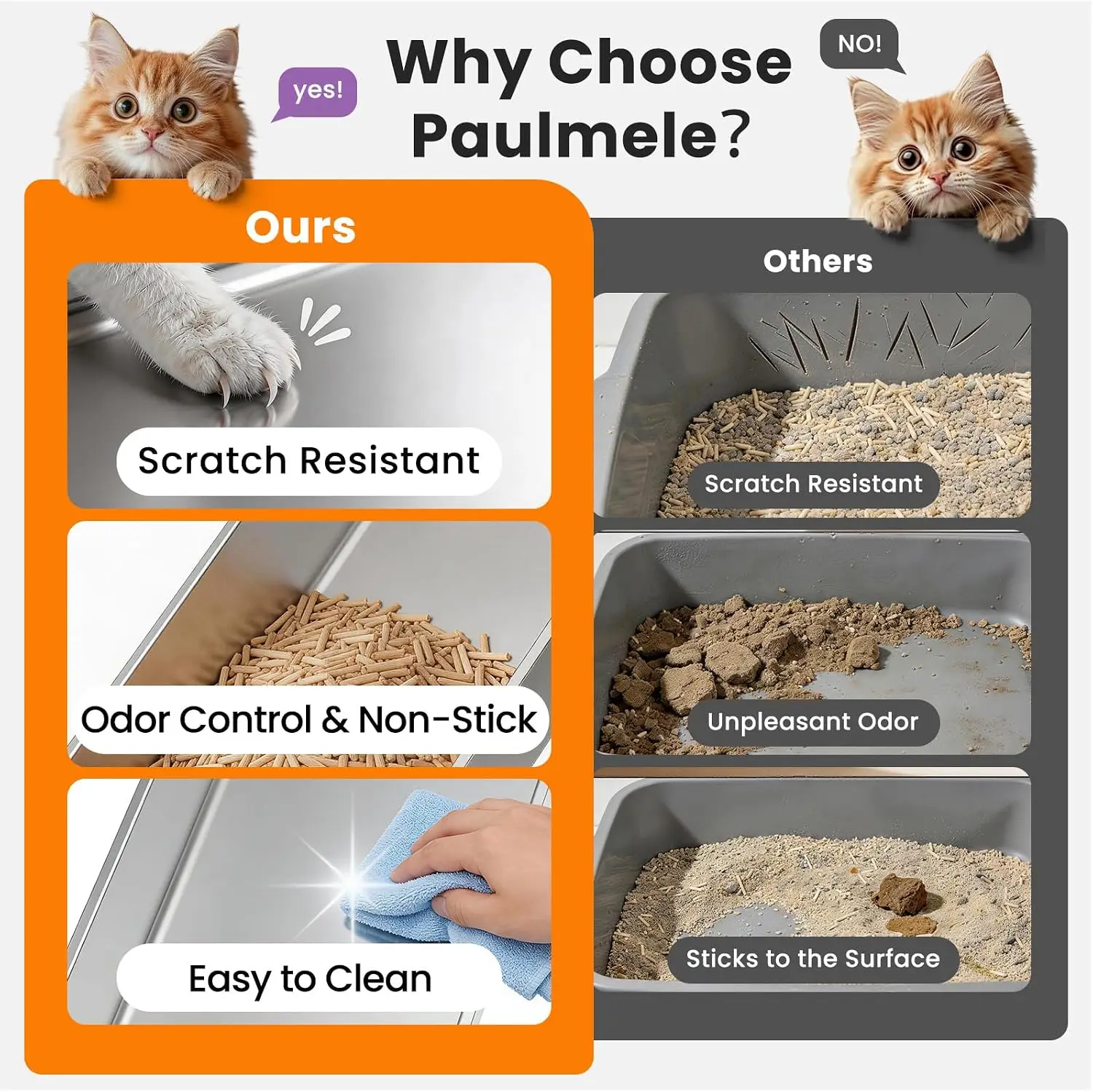 This extra-large (XL) covered stainless steel sifting litter box comes with a sifting insert and a litter scoop.