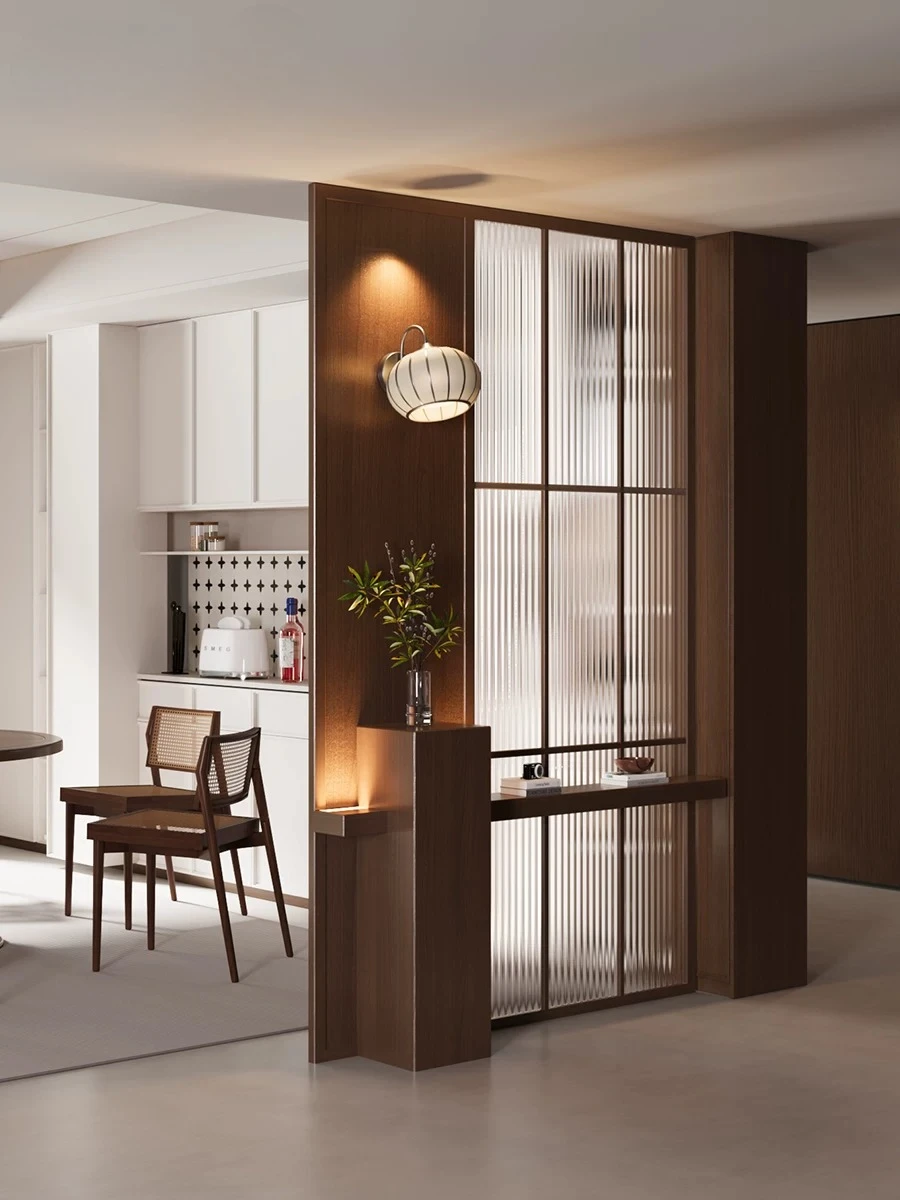 Home screen partition, living room entrance door block solid wood glass porch through the hall office hotel