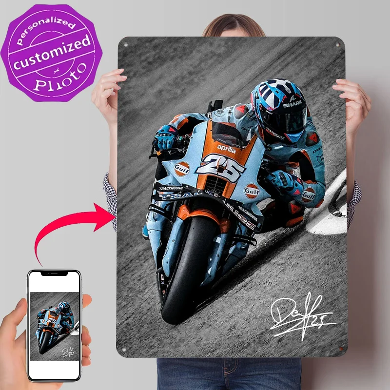 Raul Fernandez MotoGP Racer on Track Personalized 3D Textured Metal Poster Wall Art Vintage Tin Signs for Office Decor Room Home