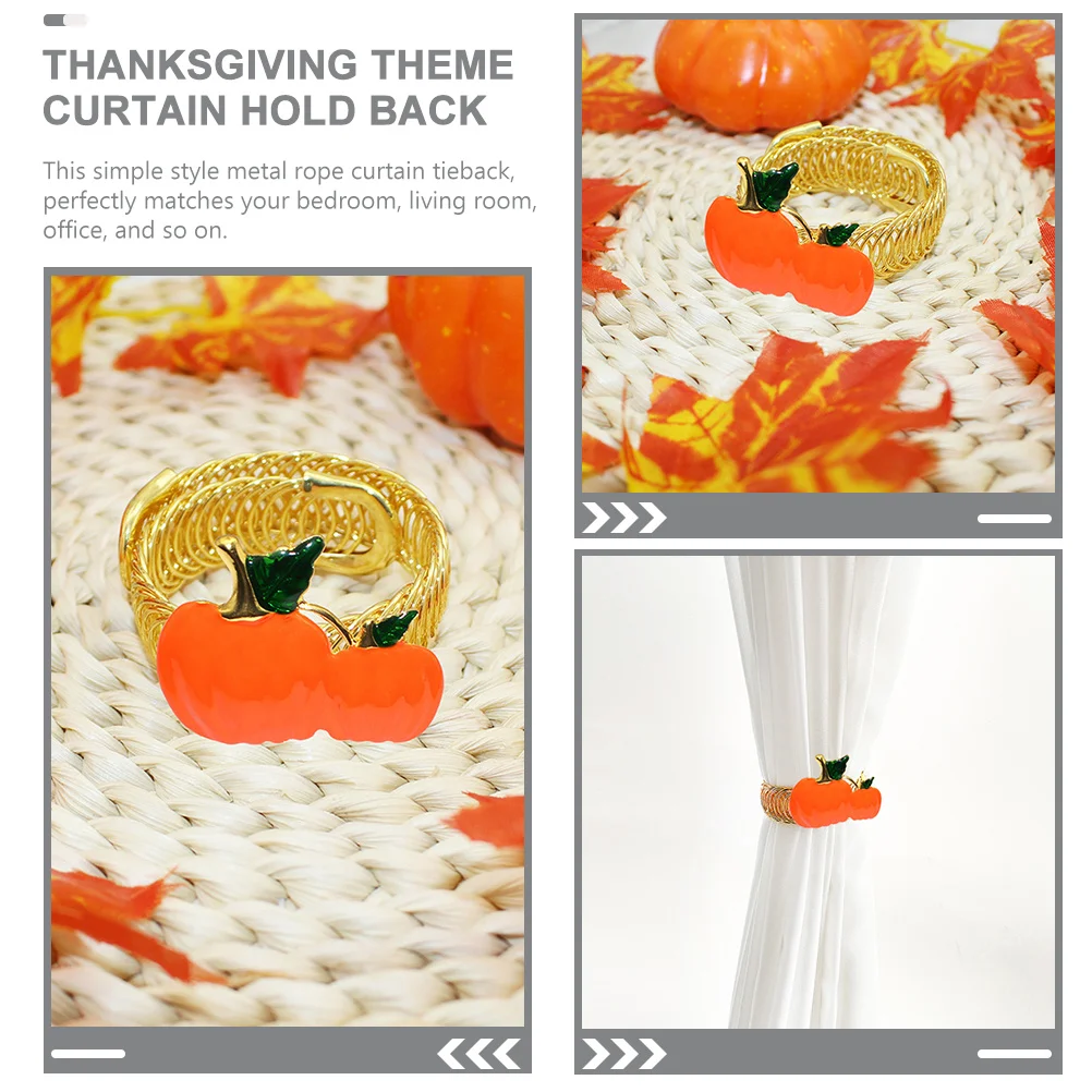 

2Pcs Elegant Metal Rope Curtain Holdback Thanksgiving Theme Home Decor Easy Use No Tools Required Thanksgiving Curtain Holdback