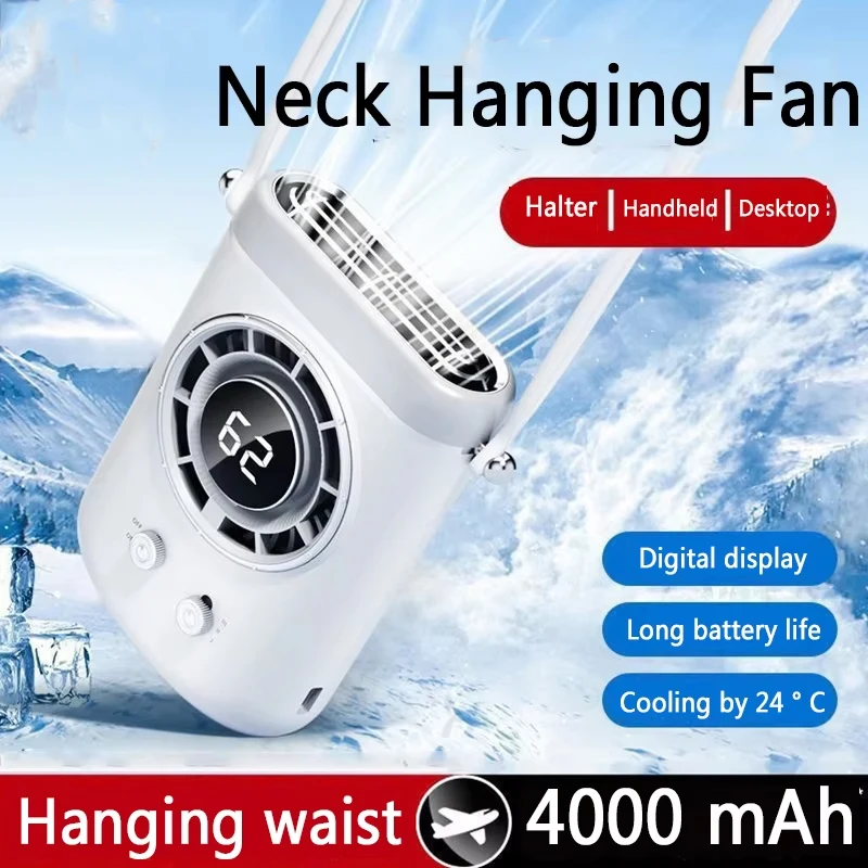 Neck Hanging Fan Portable Cooling Air Conditioner Lazy Fan Silent Charging Strong Wind Outdoor Cooling Mini Desktop Fan