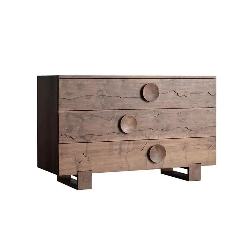 Time Nordic, all solid wood chest modern, wabi-sabi wind home, lockers, bedroom three-bucket cabinet old