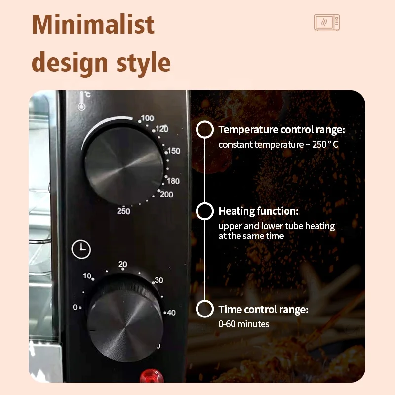 13L มินิเครื่องปิ้งขนมปังไฟฟ้าเตาอบถาดสองชั้น Smokeless ย่างในร่ม/กลางแจ้งในครัวเรือน Multi-Function KITCHEN เตาอบพิซซ่า