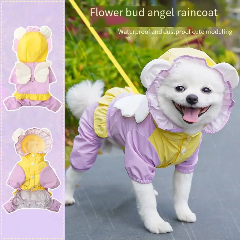 

Waterproof Windproof Dog Raincoat for Small X-Middle Sized Dogs Puppies Polyester Hooded Slicker Foldable Animal Decorative