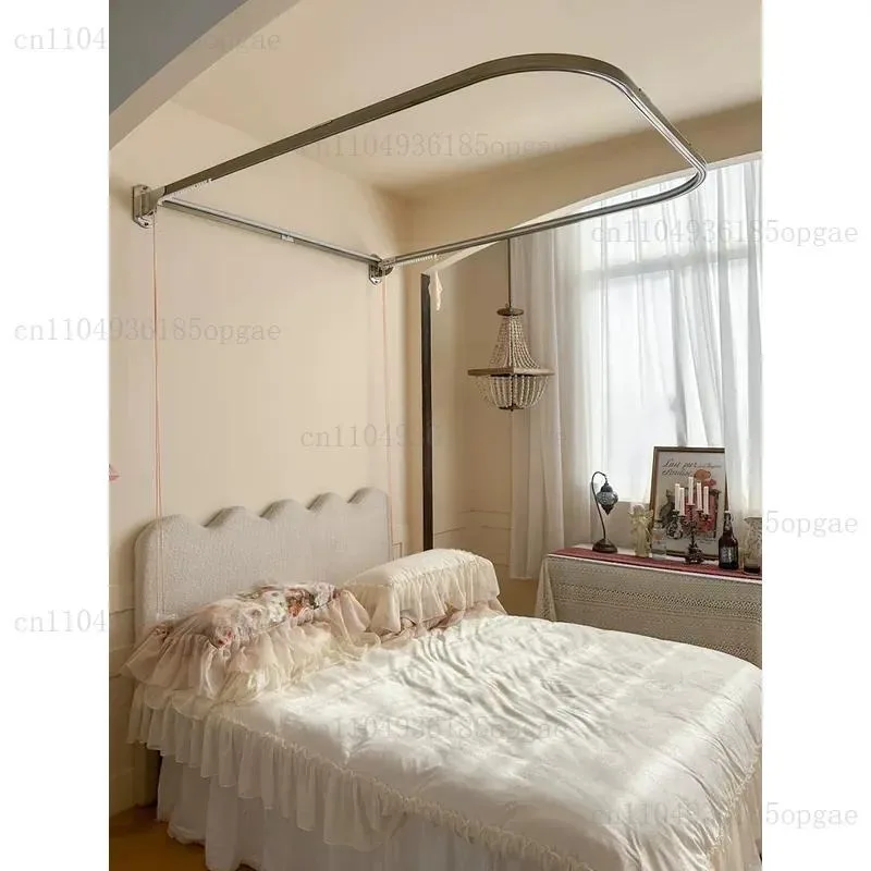 2026 new genuine needs to be installed on the wall, pull curtain u-shaped track, single bracket, pull rope, top ring with