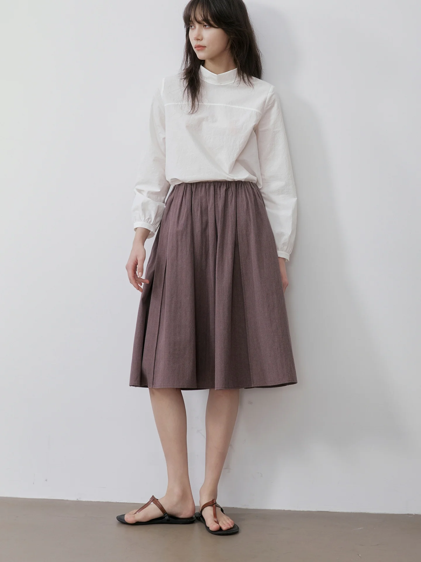 

Весна 2026: Новая женская модная юбка-солнце Nomumad из смесового хлопка и шерсти с эластичным поясом, А-силуэт, длина макси