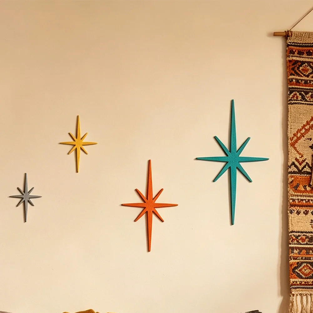 Star Pattern Metal Wall Decor for Outdoor and Indoor Settings Including Backyard Fence Porch Wall and Entryway