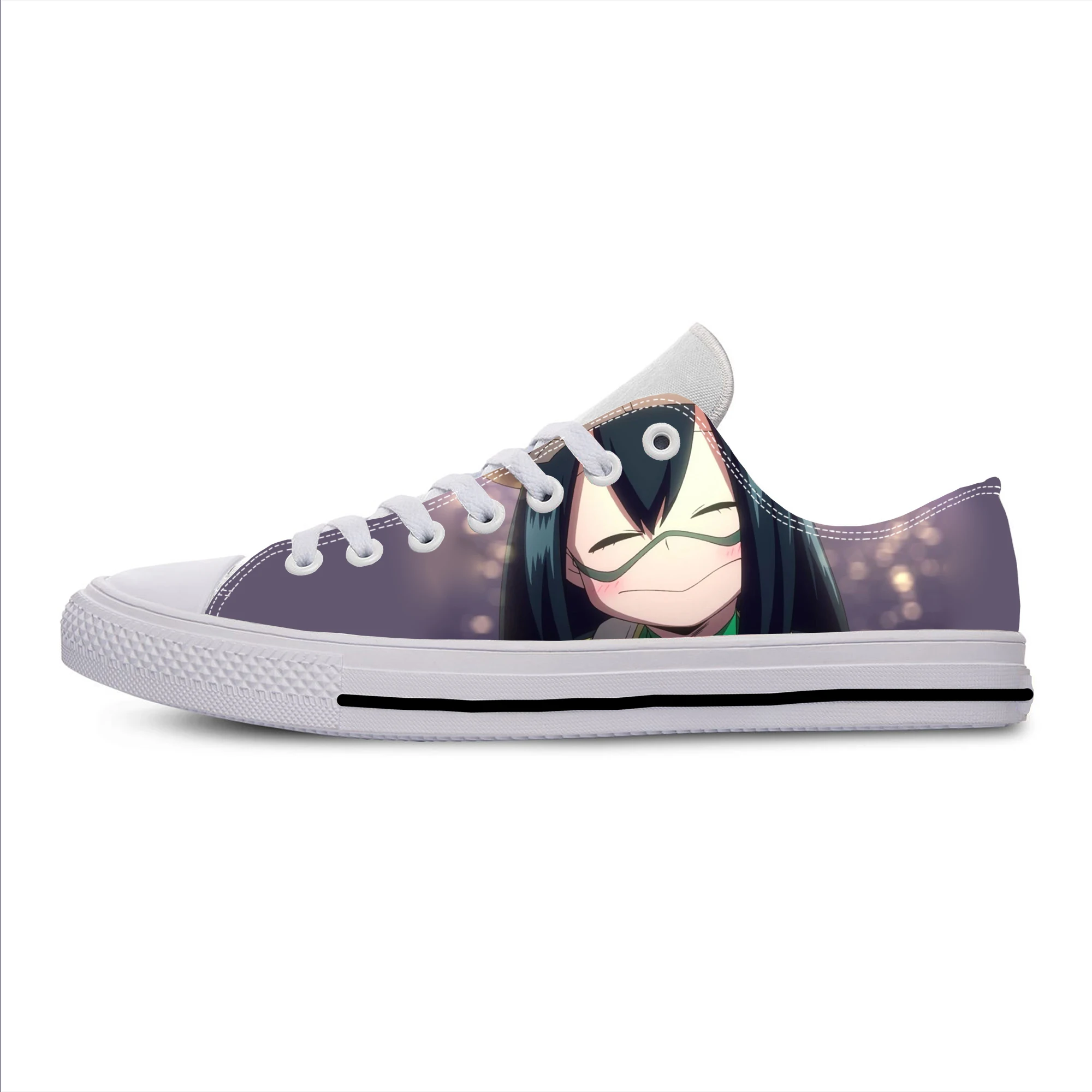 Sepatu Kasual Froppy Asui Tsuyu Anime Manga My Hero Academia Musim Panas Sneakers Pria Wanita Bersirkulasi Sepatu Papan Ringan Atasan Rendah