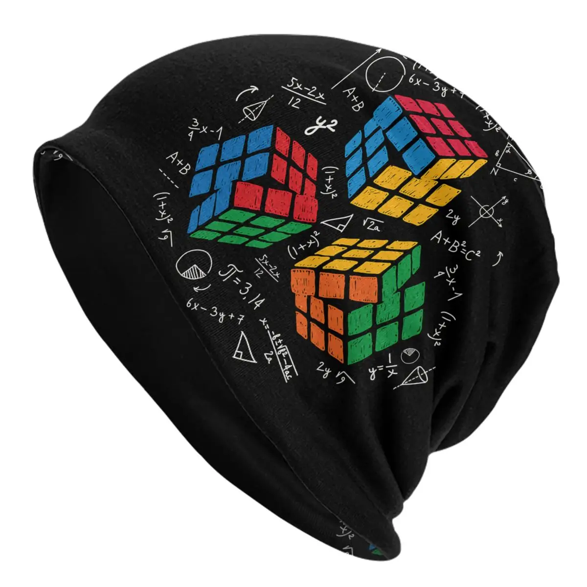 Skullies Beanies Caps Rubiks Cube Thin Hat Autumn Spring Bonnet Hats Men Women's Hip Hop Ski Cap