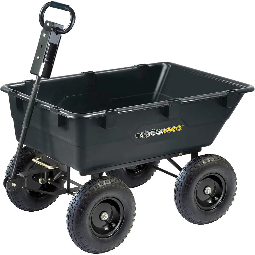 

GOR866D Heavy-Duty Garden Poly Dump Cart with 2-In-1 Convertible Handle, 1,200-Pound Capacity, 40-Inch by 25-Inch Bed, Black Fin