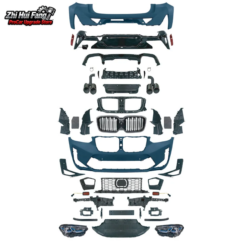 

Подходит для BMW X4 G02, ранняя и поздняя модель 22 X4M, передний и задний бампер, фара с четырьмя выходами, выхлопная труба, большой объем