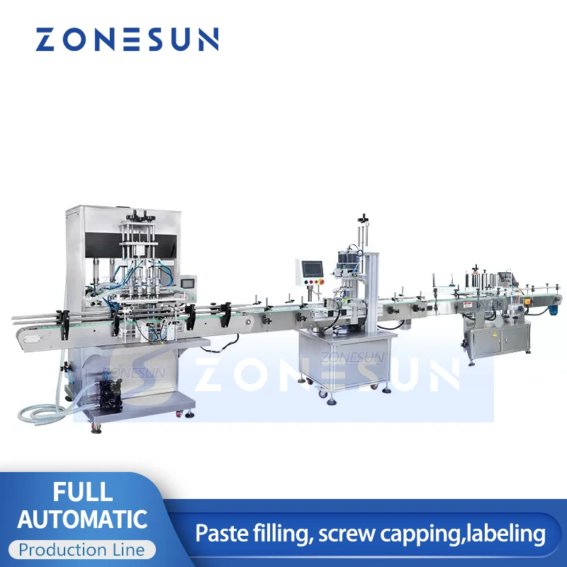 ZONESUN ZS-FAL180P6 Jar Honey Hand Sanitizer Liquid Automatic Water Bottle Filling Capping And Labeling Machine For Juice Milk