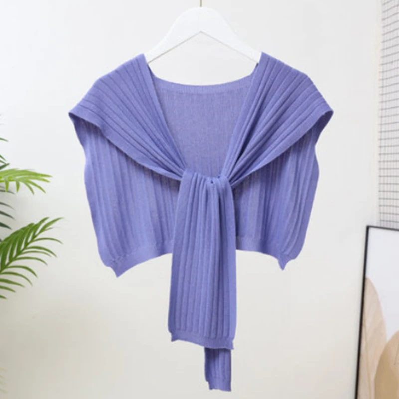 Korean Solid Color Ladies New Summer Thin Sun Shawl Ice Silk Knit Scarf Women Short Neck Guard Pure Color Breathable