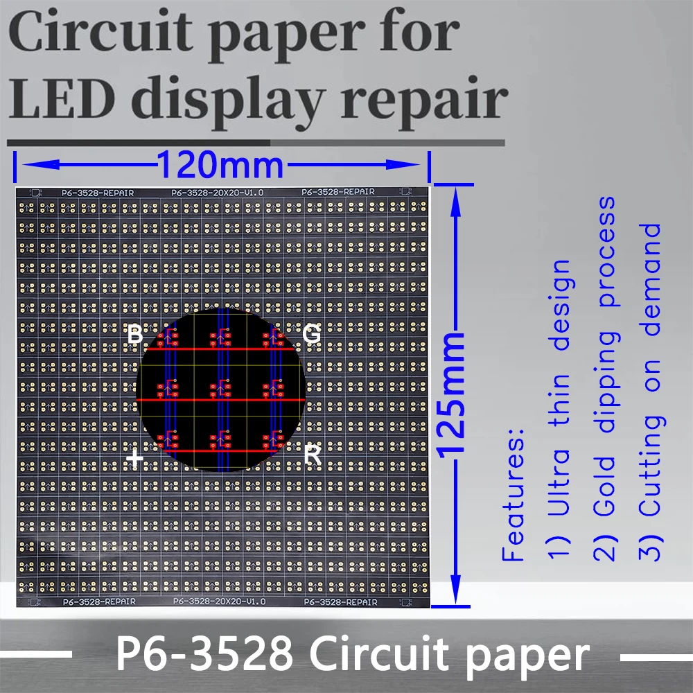 Kertas sirkuit P6-3528, 120x125mm, digunakan untuk memperbaiki bantalan PCB yang rusak