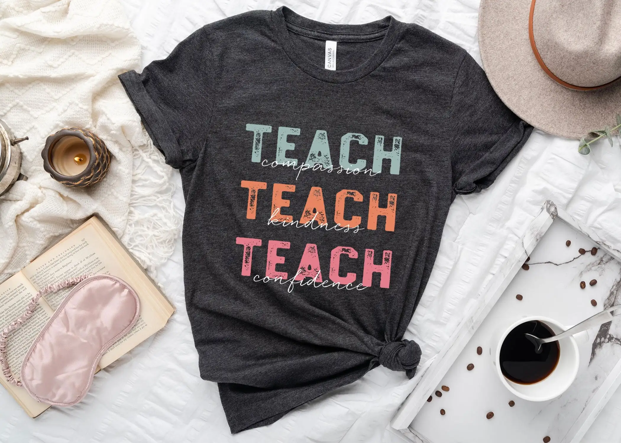 Teach Compassion T Shirt Retro Teacher Lover Inspire For New Apparel